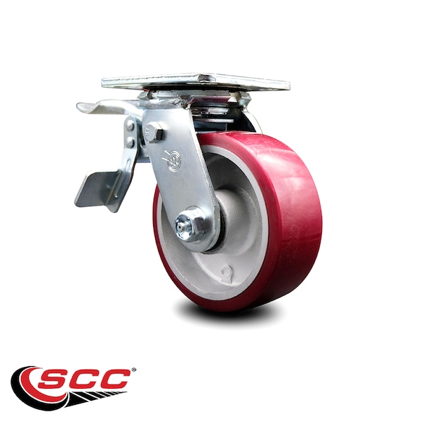 5 Inch Poly on Aluminum Swivel Caster with Roller Bearing and Total Lock Brake